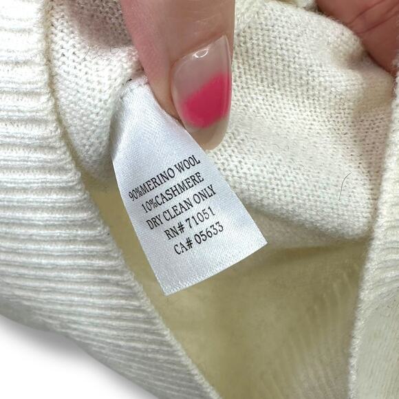 SWTR Cream Merino Wool Cashmere Cold Shoulder Pullover Ribbed Sweater Small - Picture 6 of 6